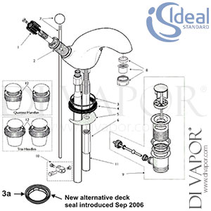 Ideal Standard Waterways CD Basin Mixer Rim Mounted with Pop-Up Waste Tap Spare Parts - IDL DV 321